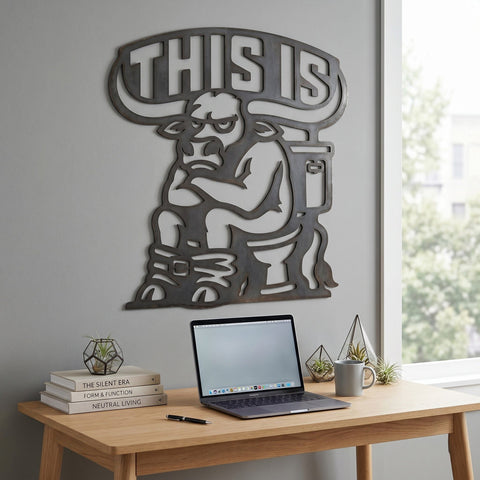 Funny Bull Bathroom Metal Sign SVG | “This Is Bull…” Toilet Humor CNC Plasma Cut File | Dxf Svg Png Eps | Farmhouse Wall Decor SVG HappyDesignStudio 
