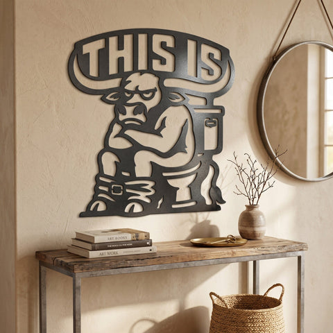 Funny Bull Bathroom Metal Sign SVG | “This Is Bull…” Toilet Humor CNC Plasma Cut File | Dxf Svg Png Eps | Farmhouse Wall Decor SVG HappyDesignStudio 