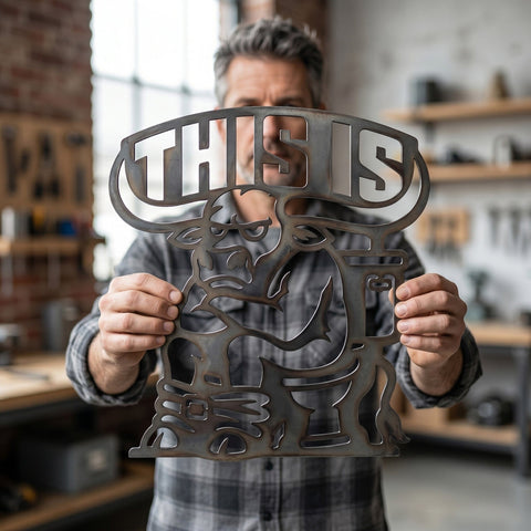 Funny Bull Bathroom Metal Sign SVG | “This Is Bull…” Toilet Humor CNC Plasma Cut File | Dxf Svg Png Eps | Farmhouse Wall Decor SVG HappyDesignStudio 