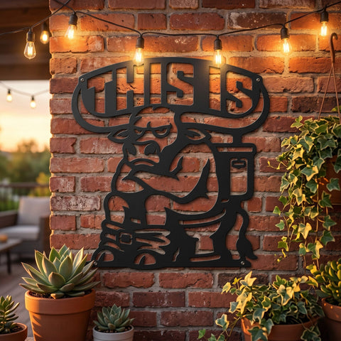 Funny Bull Bathroom Metal Sign SVG | “This Is Bull…” Toilet Humor CNC Plasma Cut File | Dxf Svg Png Eps | Farmhouse Wall Decor SVG HappyDesignStudio 