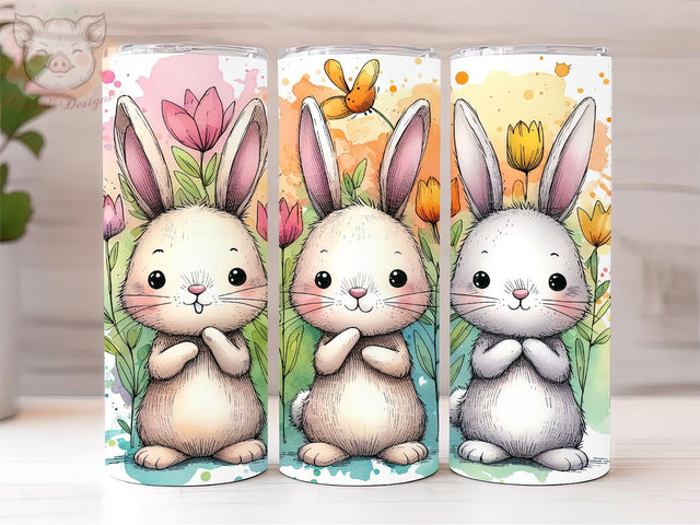 Funny Bunny Trio 20oz Tumbler Png, Sublimation Design, Happy Easter's Day Tumbler Png, Digital Download PNG Sublimation Lara' s Designs 