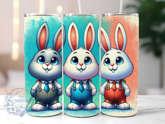 Funny Bunny Trio Watercolor 20 oz Skinny Tumbler Sublimation Design, Happy Easter Tumbler Png, Straight & Tapered Tumbler Wrap, Instant Digital Download Sublimation ToriDesigns 