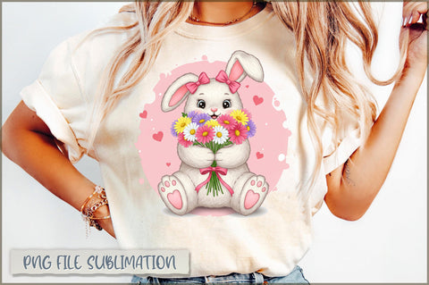 Funny Bunny with Flowers PNG Sublimation Shetara Begum 