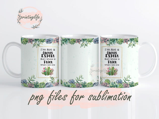 Funny Cactus Plant Lady Quote Mug Wrap Design, Instant Digital Design Download Mug Wrap Design, Mug Design PNG Sublimation PrintingLife 