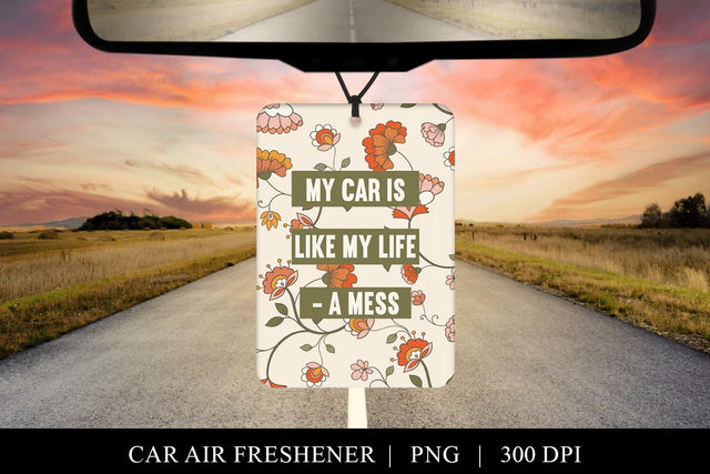 Funny Car Air Freshener| Retro Floral Freshie Sublimation Sublimation BijouBay 