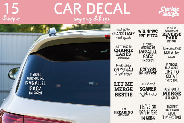 Funny Car Decal Bumper Sticker Bundle SVG Carla C Designs 