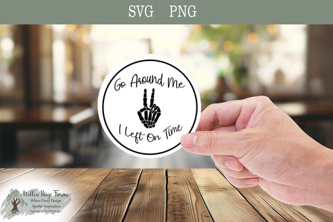 Funny Car Sticker Go Around Peace Sign | Funny Skeleton SVG PNG | Sarcastic Goth Decal Design | 4000x4000 PNG | 5x5 in SVG Willow Paige Farms 
