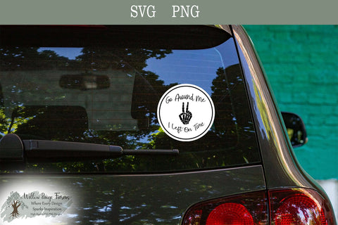 Funny Car Sticker Go Around Peace Sign | Funny Skeleton SVG PNG | Sarcastic Goth Decal Design | 4000x4000 PNG | 5x5 in SVG Willow Paige Farms 