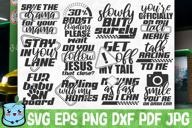 Funny Car Stickers SVG Bundle SVG MintyMarshmallows 