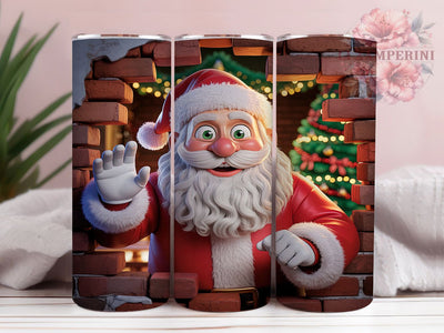 Funny Cartoon Santa Christmas Tumbler, Cartoon Santa Wrap, Santa Breaking Wall Sublimation, Humorous Christmas Cup, 20Oz Skinny Tumbler Wrap, Playful Santa Mug, Festive Holiday Design Sublimation Li Zamperini 