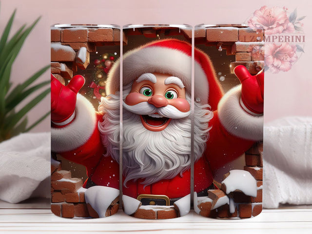 Funny Cartoon Santa Christmas Tumbler, Cartoon Santa Wrap, Santa Breaking Wall Sublimation, Humorous Christmas Cup, 20Oz Skinny Tumbler Wrap, Playful Santa Mug, Festive Holiday Design Sublimation Li Zamperini 