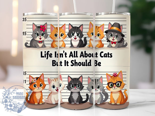 Funny Cat 20oz Skinny Tumbler PNG, Cat Lover Tumbler Sublimation Wrap, Straight & Tapered Tumbler Wrap, Instant Digital Download Sublimation ToriDesigns 