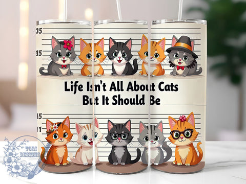 Funny Cat 20oz Skinny Tumbler PNG, Cat Lover Tumbler Sublimation Wrap, Straight & Tapered Tumbler Wrap, Instant Digital Download Sublimation ToriDesigns 