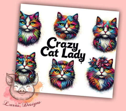 Funny Cat 20oz Tumbler Png, Straight & Tapered Tumbler Png, Cat Lovers Tumbler Png, Digital Download PNG Sublimation Lara' s Designs 