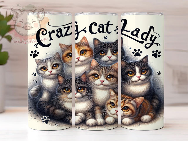 Funny Cat 20oz Tumbler Png, Straight & Tapered Tumbler Png, Cat Lovers Tumbler Png, Digital Download PNG Sublimation Lara' s Designs 