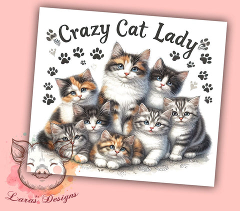 Funny Cat 20oz Tumbler Png, Straight & Tapered Tumbler Png, Cat Lovers Tumbler Png, Digital Download PNG Sublimation Lara' s Designs 