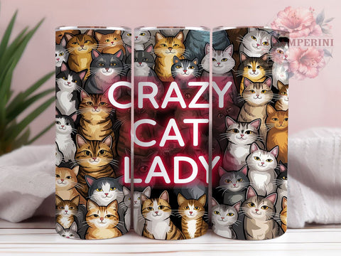 Funny Cat 20oz Tumbler Wrap PNG, Crazy Cat Lady Tumbler Png, Straight & Tapered Tumbler Wrap, Instant Digital Download Sublimation Li Zamperini 