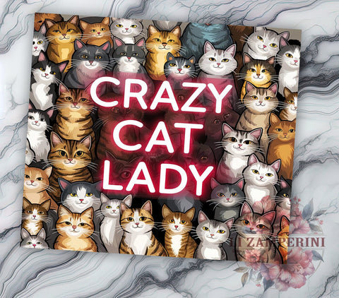Funny Cat 20oz Tumbler Wrap PNG, Crazy Cat Lady Tumbler Png, Straight & Tapered Tumbler Wrap, Instant Digital Download Sublimation Li Zamperini 