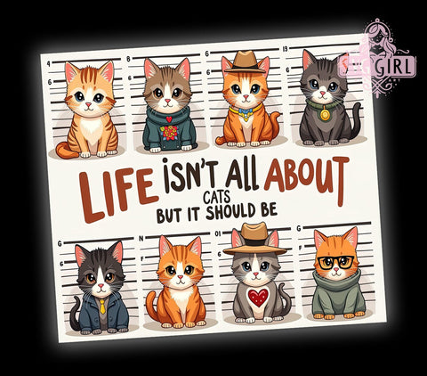 Funny Cat 20oz Tumbler Wrap Sublimation Design, Straight Tapered Tumbler Wrap, Mugshot Cat Tumbler Png, Instant Digital Download Sublimation SvggirlplusArt 