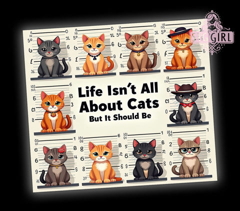 Funny Cat 20oz Tumbler Wrap Sublimation Design, Straight Tapered Tumbler Wrap, Mugshot Cat Tumbler Png, Instant Digital Download Sublimation SvggirlplusArt 