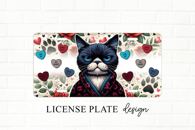 Funny Cat Anti Valentine License Plate Sublimation Design Sublimation BijouBay 