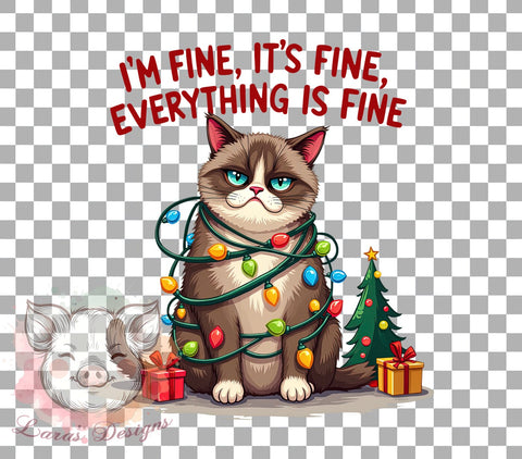 Funny Cat Art, Christmas Lights PNG, Sarcastic Quote, Holiday Sublimation, Cat Lover Gift, Whimsical Design, Cute Cat Shirt, Digital Download Sublimation Lara' s Designs 