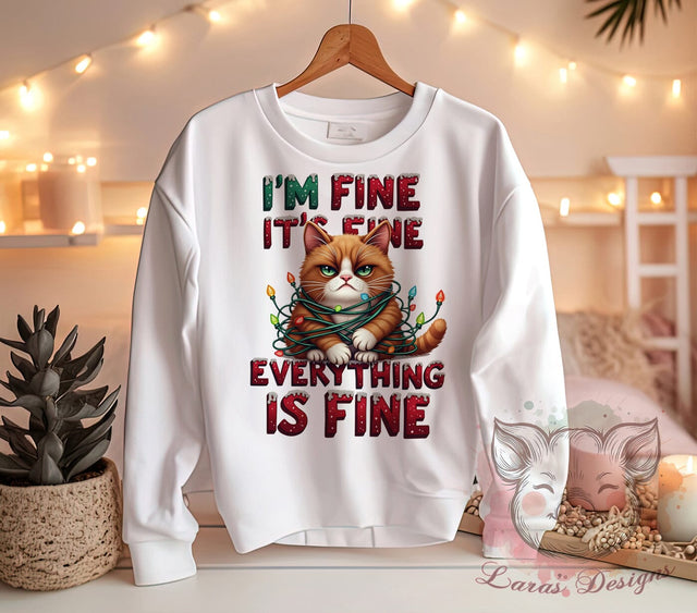 Funny Cat Art, Christmas Lights PNG, Sarcastic Quote, Holiday Sublimation, Cat Lover Gift, Whimsical Design, Cute Cat Shirt, Digital Download Sublimation Lara' s Designs 