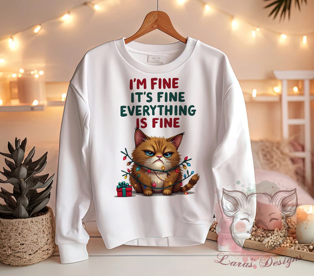 Funny Cat Art, Christmas Lights PNG, Sarcastic Quote, Holiday Sublimation, Cat Lover Gift, Whimsical Design, Cute Cat Shirt, Digital Download Sublimation Lara' s Designs 