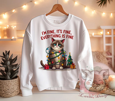 Funny Cat Art, Christmas Lights PNG, Sarcastic Quote, Holiday Sublimation, Cat Lover Gift, Whimsical Design, Cute Cat Shirt, Digital Download Sublimation Lara' s Designs 