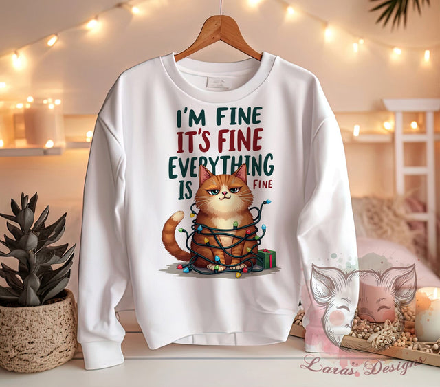 Funny Cat Art, Christmas Lights PNG, Sarcastic Quote, Holiday Sublimation, Cat Lover Gift, Whimsical Design, Cute Cat Shirt, Digital Download Sublimation Lara' s Designs 