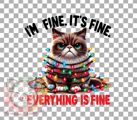 Funny Cat Art, Christmas Lights PNG, Sarcastic Quote, Holiday Sublimation, Cat Lover Gift, Whimsical Design, Digital Download, Cute Cat Shirt Sublimation Lara' s Designs 