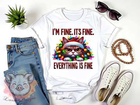 Funny Cat Art, Christmas Lights PNG, Sarcastic Quote, Holiday Sublimation, Cat Lover Gift, Whimsical Design, Digital Download, Cute Cat Shirt Sublimation Lara' s Designs 