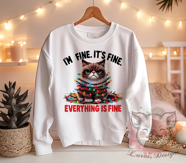 Funny Cat Art, Christmas Lights PNG, Sarcastic Quote, Holiday Sublimation, Cat Lover Gift, Whimsical Design, Digital Download, Cute Cat Shirt Sublimation Lara' s Designs 