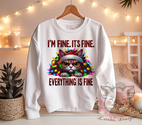 Funny Cat Art, Christmas Lights PNG, Sarcastic Quote, Holiday Sublimation, Cat Lover Gift, Whimsical Design, Digital Download, Cute Cat Shirt Sublimation Lara' s Designs 