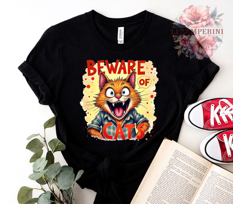 Funny Cat, Beware of Cats, Cat Graphic, PNG Download, Sublimation Design, Pet Humor, Cat Lover Gifts, Cute Cats Art Sublimation Li Zamperini 