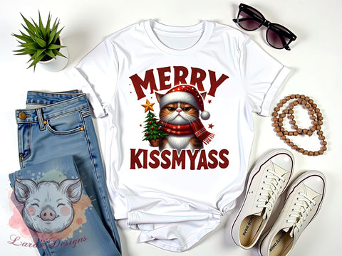 Funny Cat Christmas, Sassy Cat PNG, Holiday Humor, Christmas Clipart, Cat Lover Gifts, Festive Graphics, Merry Christmas Design, Digital Download Sublimation Lara' s Designs 