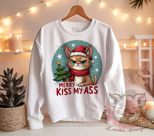 Funny Cat Christmas, Sassy Cat PNG, Holiday Humor, Christmas Clipart, Cat Lover Gifts, Festive Graphics, Merry Christmas Design, Digital Download Sublimation Lara' s Designs 