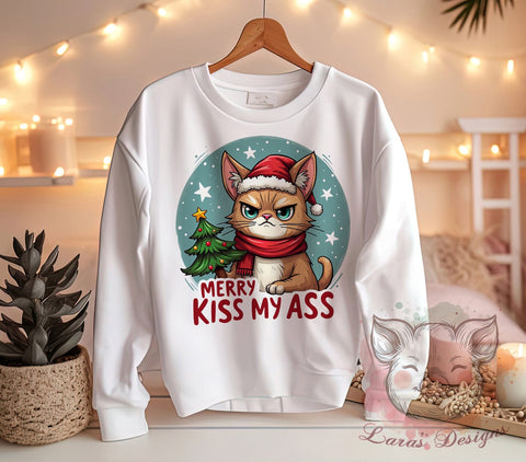 Funny Cat Christmas, Sassy Cat PNG, Holiday Humor, Christmas Clipart, Cat Lover Gifts, Festive Graphics, Merry Christmas Design, Digital Download Sublimation Lara' s Designs 