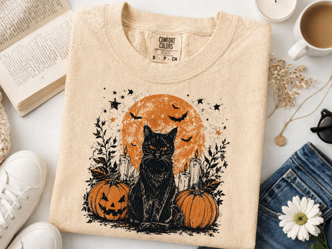 Funny Cat Halloween Moon PNG SVG DesignDestine 
