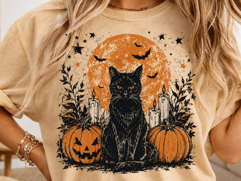 Funny Cat Halloween Moon PNG SVG DesignDestine 