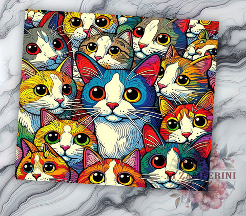 Funny Cat Lover 20oz Tumbler Wrap PNG, Cute Cat Tumbler Png, Straight & Tapered Tumbler Wrap, Instant Digital Download Sublimation Li Zamperini 