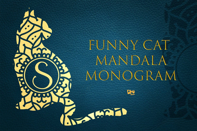 Funny Cat Mandala Monogram Font Dm Letter Studio 