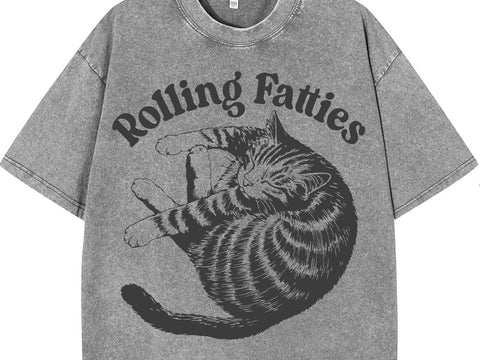 Funny Cat Meme Shirt, Vintage Graphic, Rolling Fatties SVG DesignDestine 