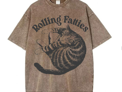 Funny Cat Meme Shirt, Vintage Graphic, Rolling Fatties SVG DesignDestine 