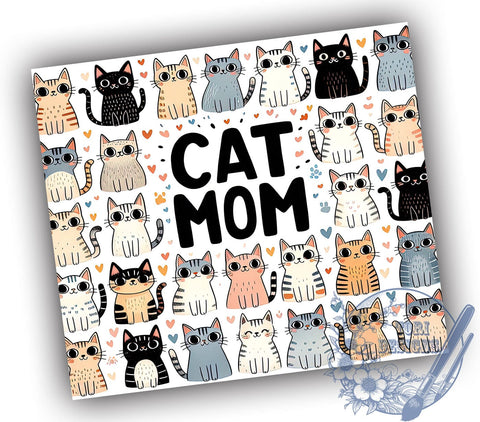 Funny Cat Mom 20oz Skinny Tumbler, Cat Mom Tumbler Png, Straight & Tapered Tumbler Wrap, Instant Digital Download Sublimation ToriDesigns 