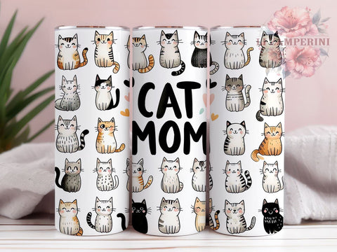 Funny Cat Mom 20oz Tumbler Wrap PNG, Cat Mom Tumbler Png, Straight & Tapered Tumbler Wrap, Instant Digital Download Sublimation Li Zamperini 
