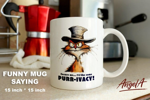 Funny cat sayings / animal mug wraps / comical cat quote PNG Sublimation Angelina Semenova 