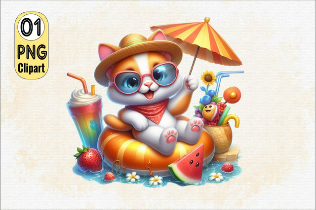 Funny Cat Summer Png Sublimation SVGArt 
