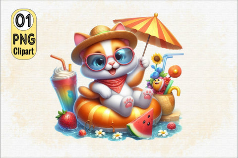 Funny Cat Summer Png Sublimation SVGArt 
