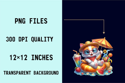 Funny Cat Summer Png Sublimation SVGArt 